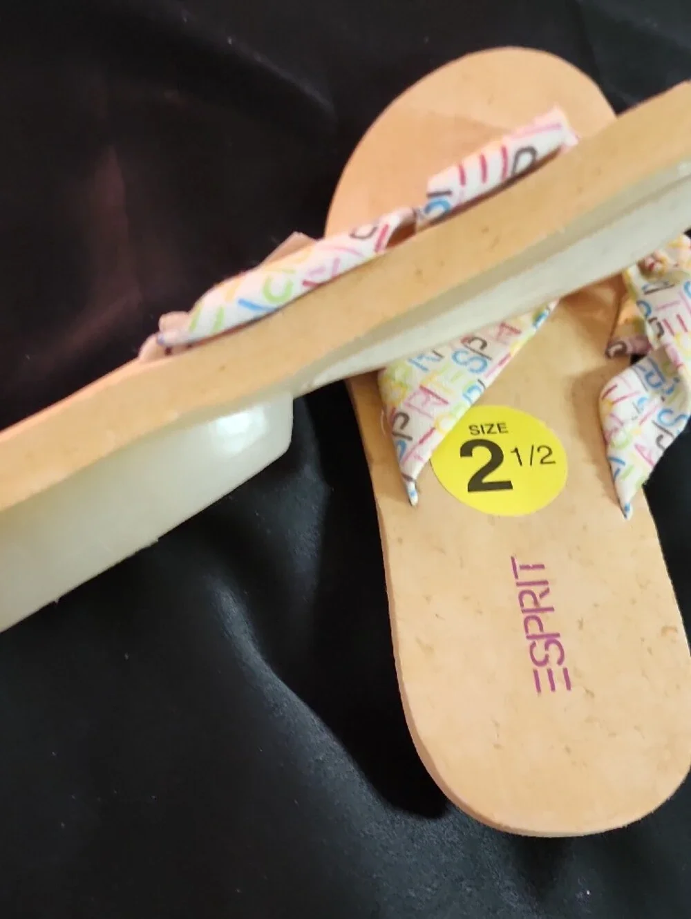 Esprit Multicolor Logo Bow Cork Flip Sandals - White Base 3 Sizes Available